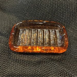 Fire and Light (?) Recycled Glass Soap Dish Copper Color Fire & Light